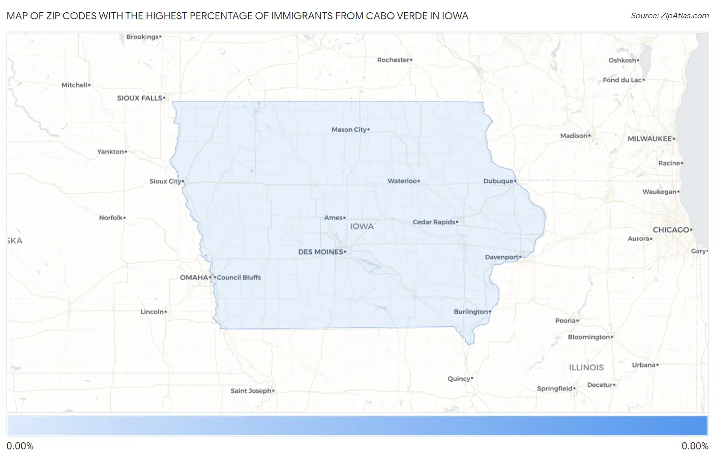 Zip Codes with the Highest Percentage of Immigrants from Cabo Verde in Iowa Map