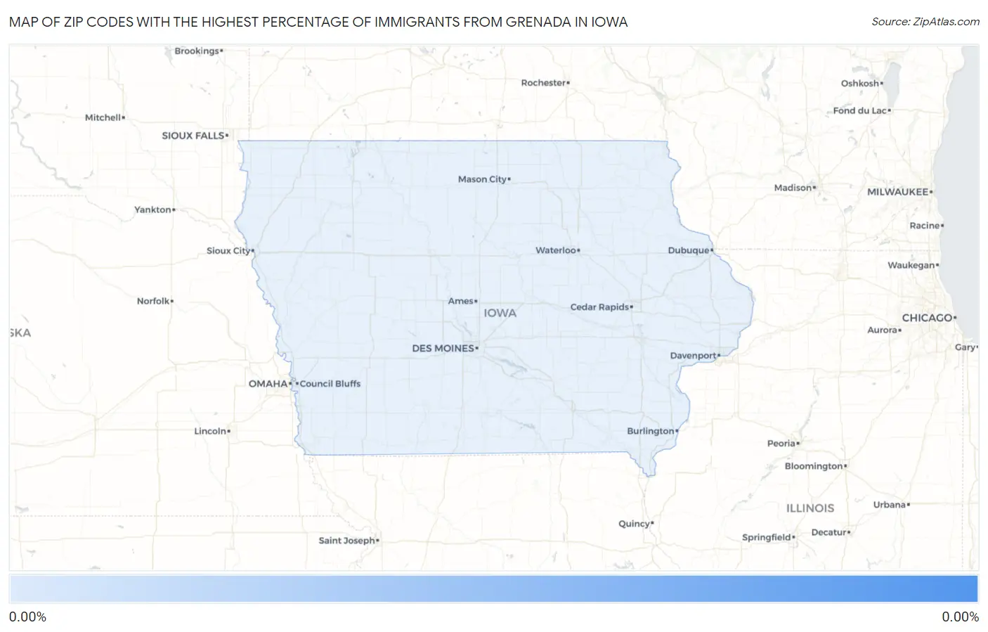 Zip Codes with the Highest Percentage of Immigrants from Grenada in Iowa Map