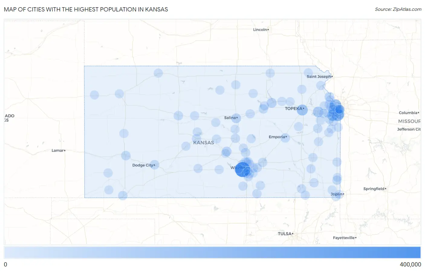 Cities with the Highest Population in Kansas Map