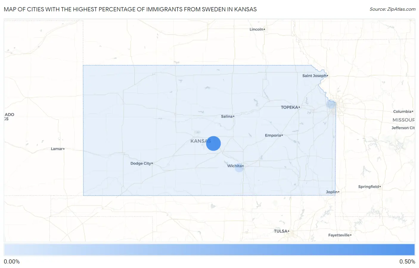 Cities with the Highest Percentage of Immigrants from Sweden in Kansas Map