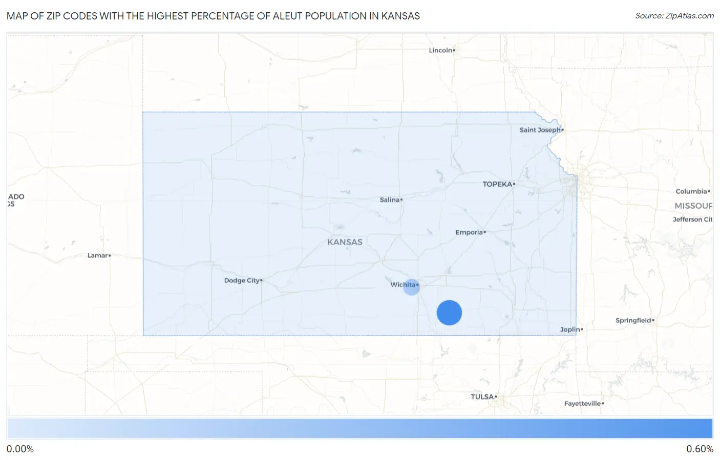 Zip Codes with the Highest Percentage of Aleut Population in Kansas Map