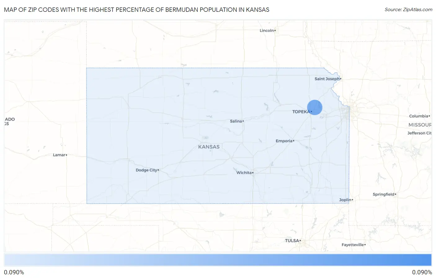Zip Codes with the Highest Percentage of Bermudan Population in Kansas Map