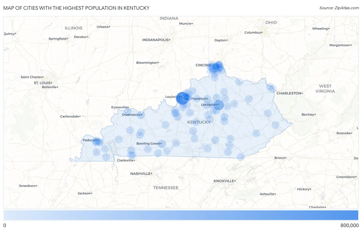 Cities with the Highest Population in Kentucky Map