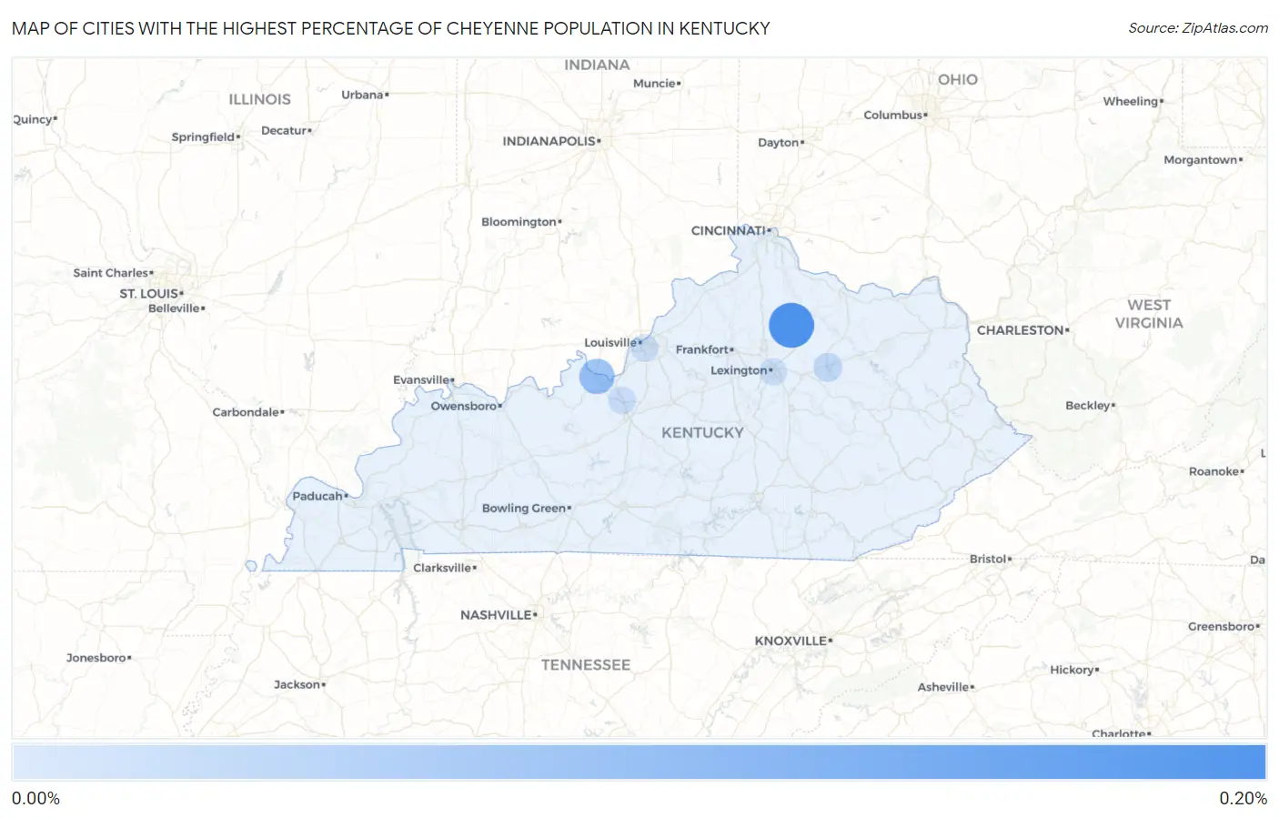 Cities with the Highest Percentage of Cheyenne Population in Kentucky Map