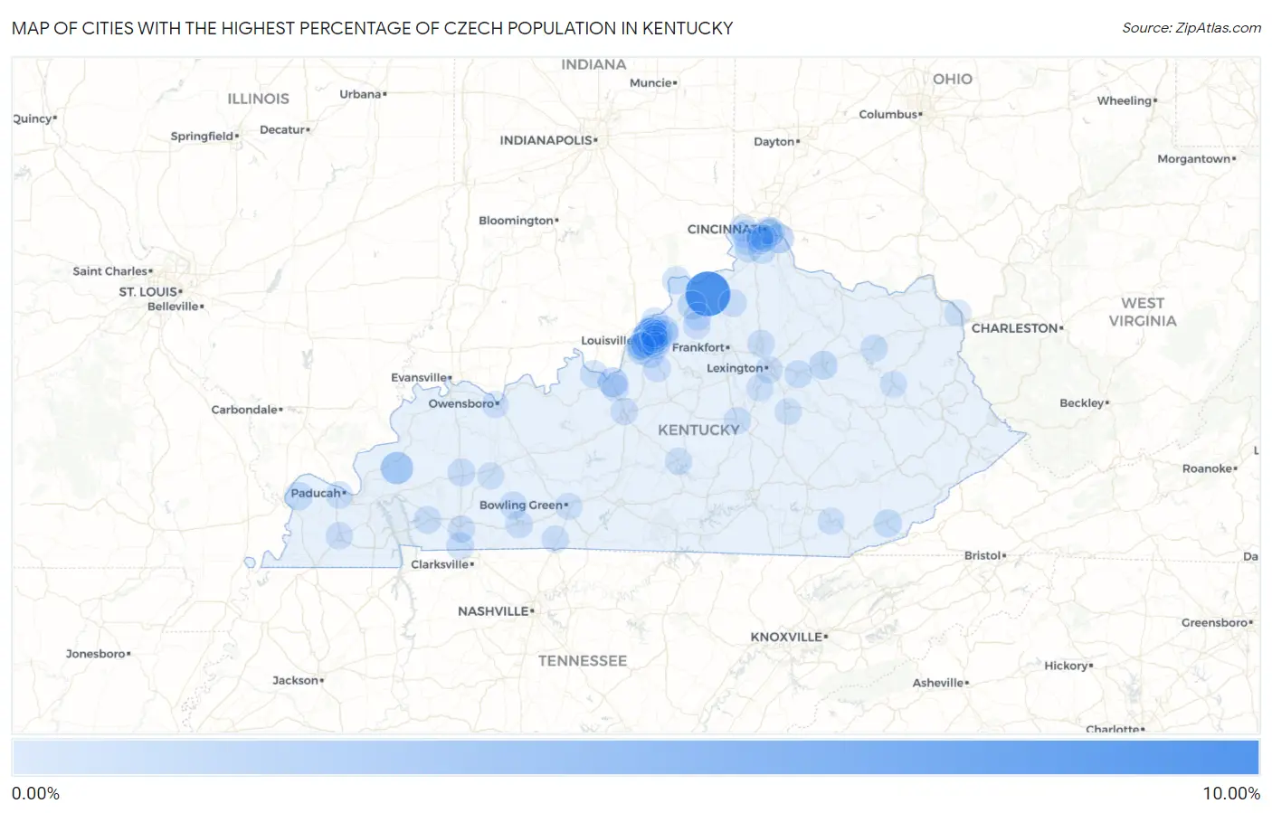 Cities with the Highest Percentage of Czech Population in Kentucky Map