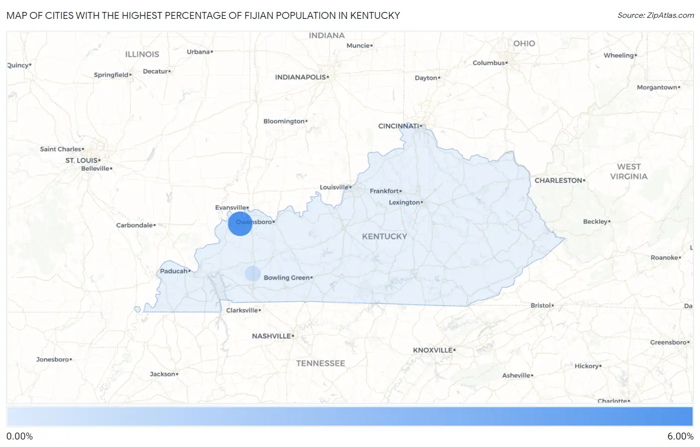 Cities with the Highest Percentage of Fijian Population in Kentucky Map