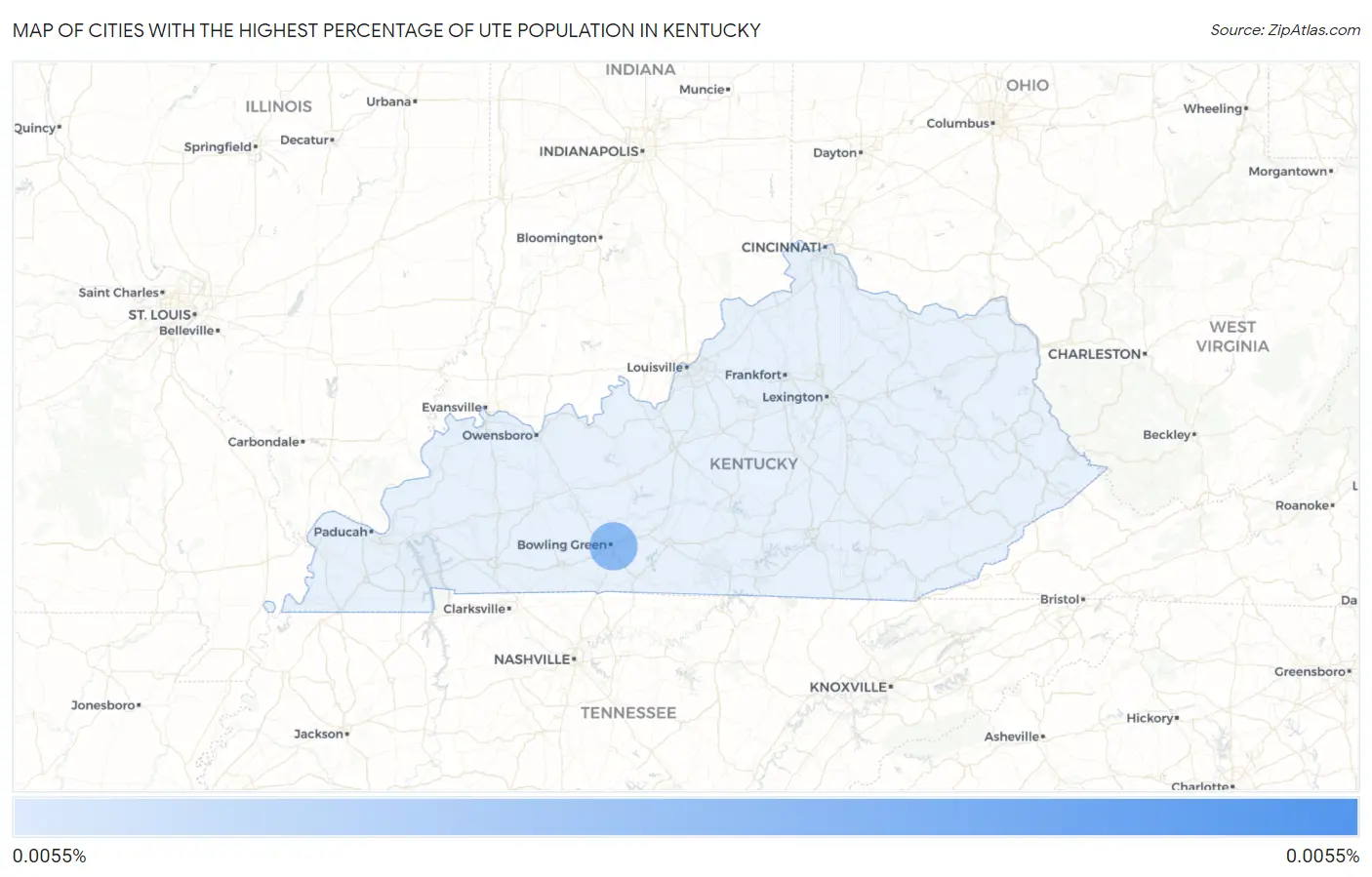 Cities with the Highest Percentage of Ute Population in Kentucky Map