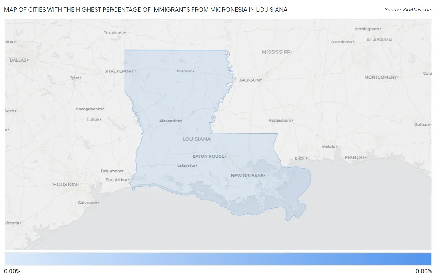 Cities with the Highest Percentage of Immigrants from Micronesia in Louisiana Map