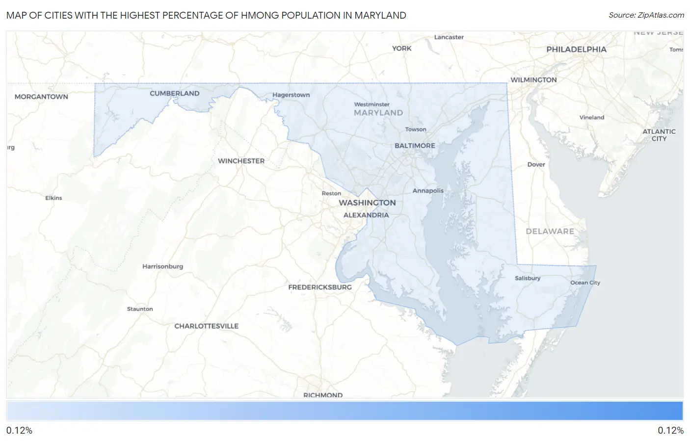 Cities with the Highest Percentage of Hmong Population in Maryland Map