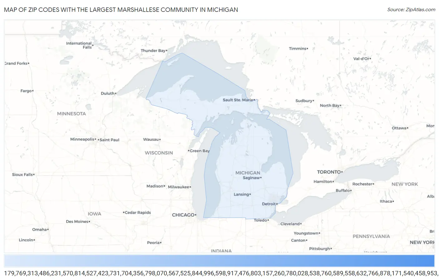 Zip Codes with the Largest Marshallese Community in Michigan Map