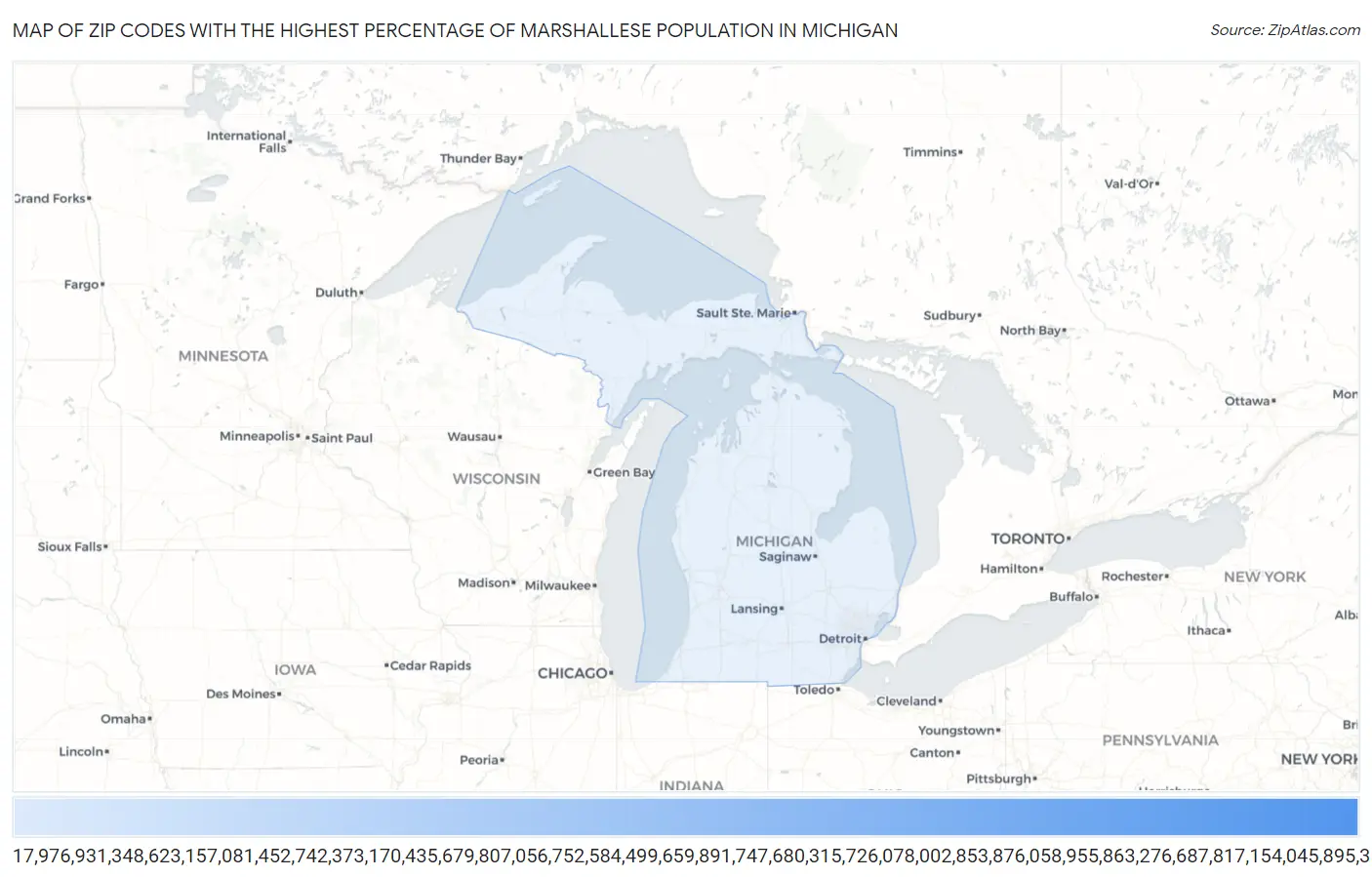 Zip Codes with the Highest Percentage of Marshallese Population in Michigan Map