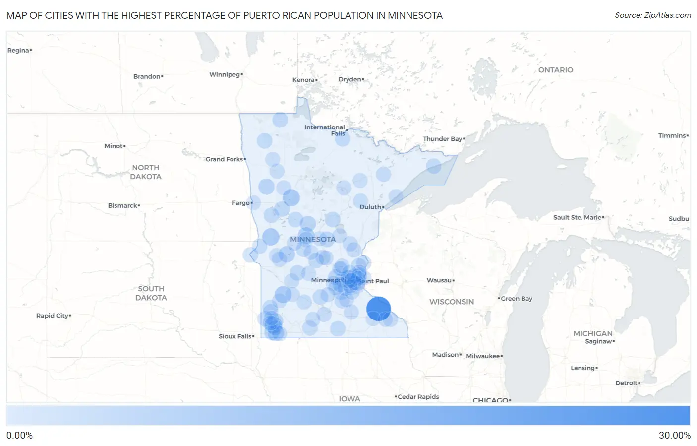 Cities with the Highest Percentage of Puerto Rican Population in Minnesota Map