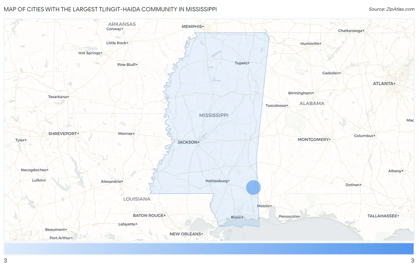 Cities with the Largest Tlingit-Haida Community in Mississippi Map