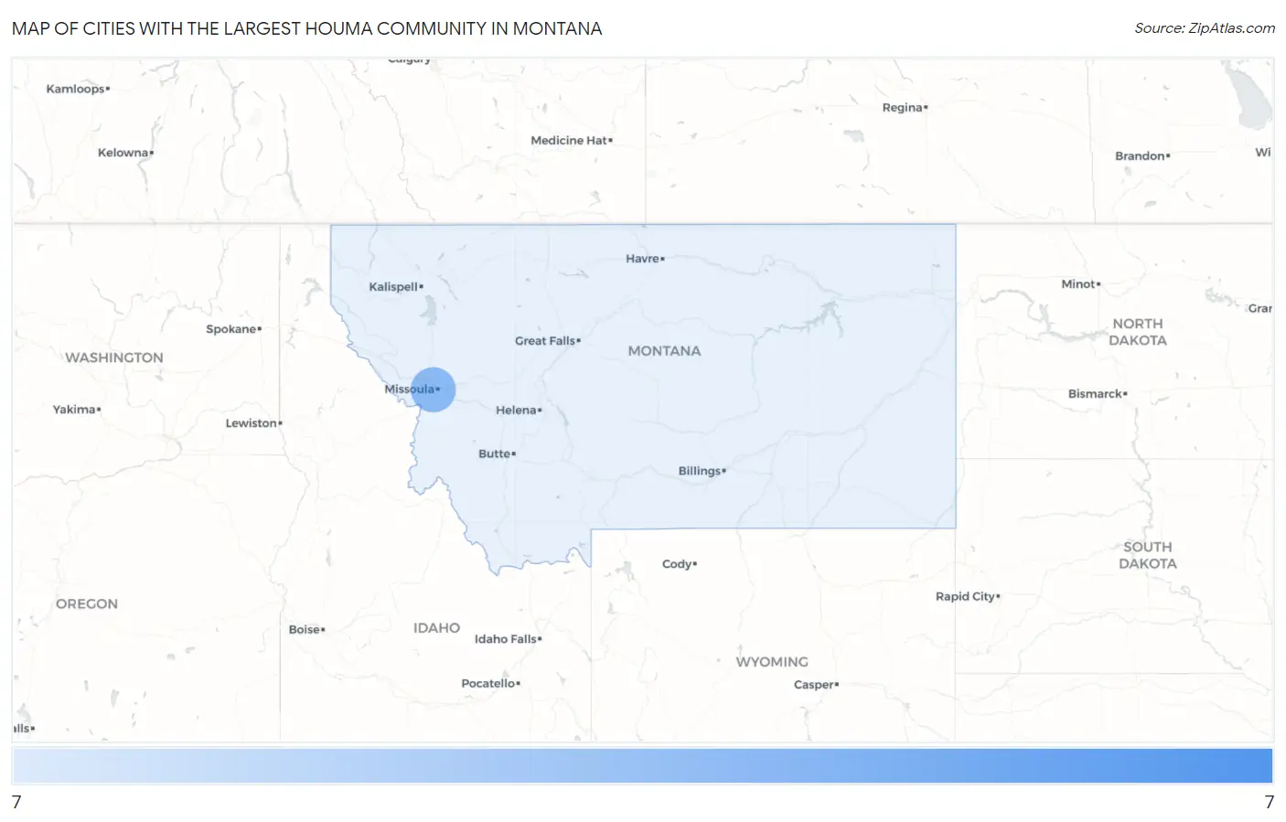 Cities with the Largest Houma Community in Montana Map