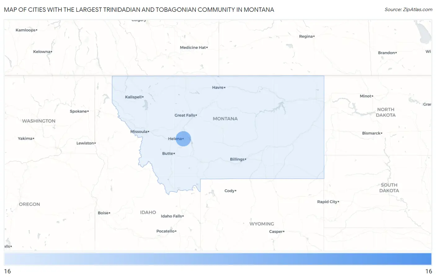 Cities with the Largest Trinidadian and Tobagonian Community in Montana Map