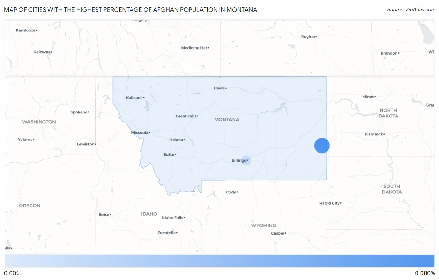 Cities with the Highest Percentage of Afghan Population in Montana Map