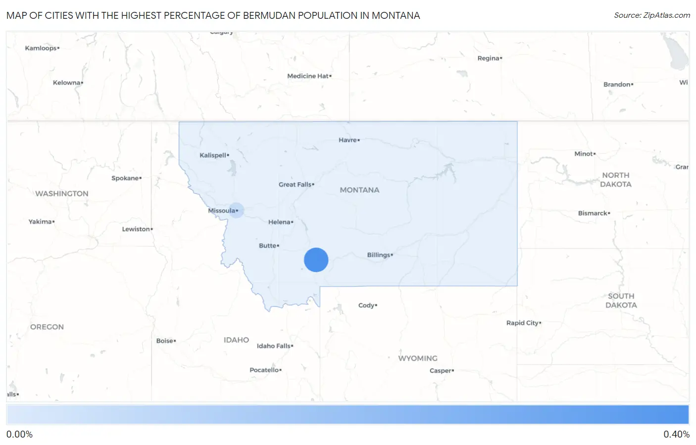 Cities with the Highest Percentage of Bermudan Population in Montana Map