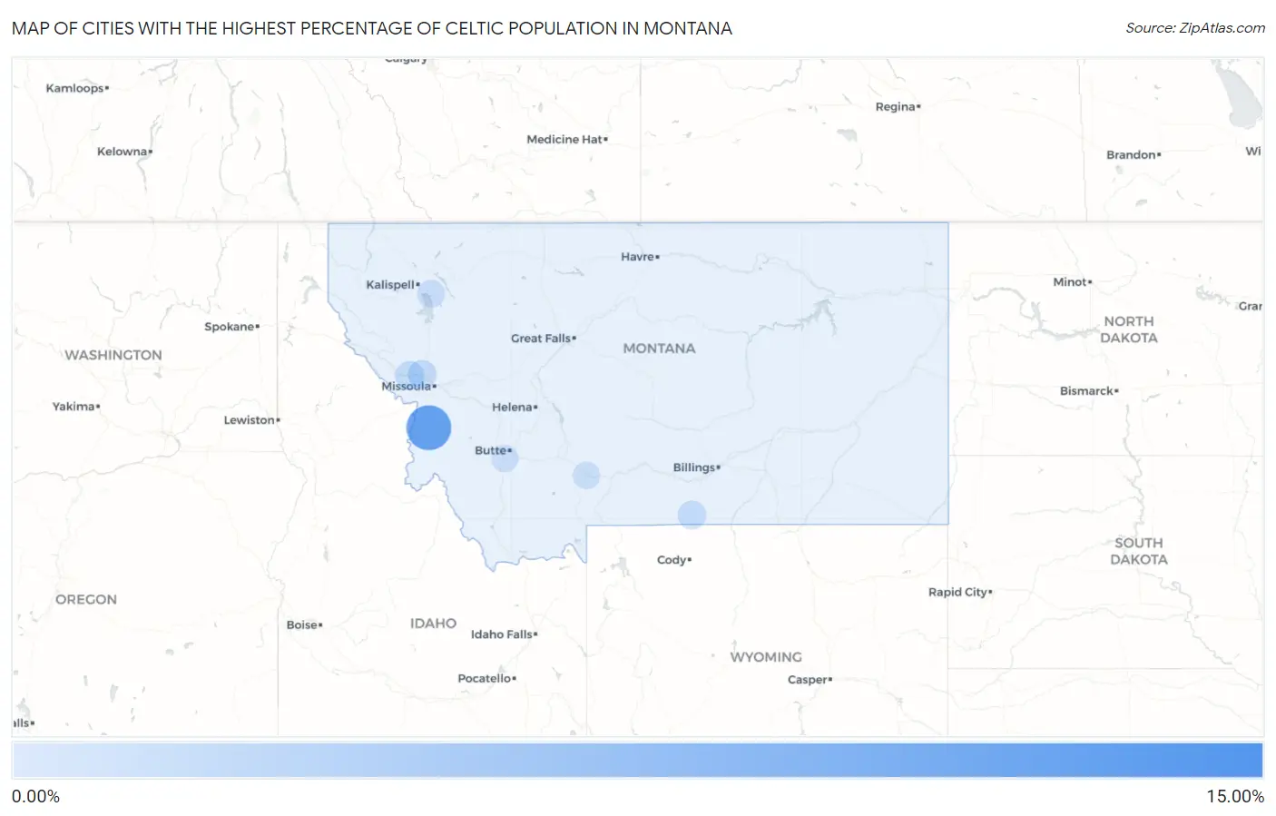 Cities with the Highest Percentage of Celtic Population in Montana Map