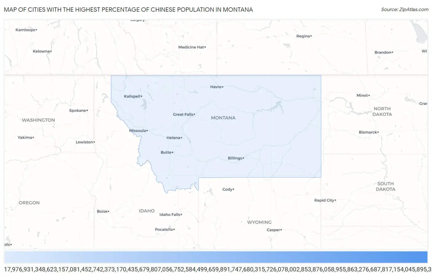Cities with the Highest Percentage of Chinese Population in Montana Map