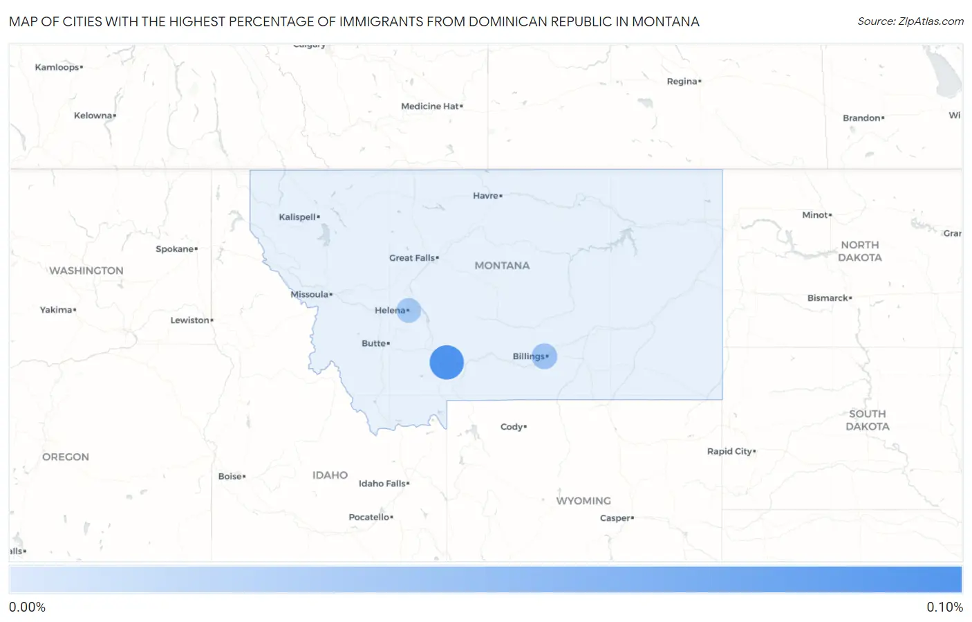 Cities with the Highest Percentage of Immigrants from Dominican Republic in Montana Map