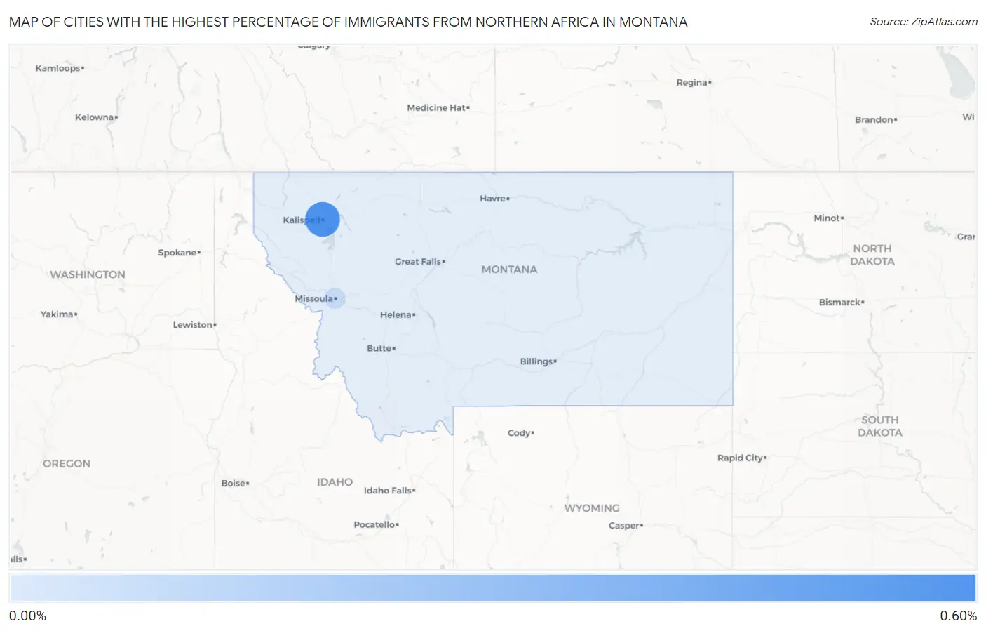 Cities with the Highest Percentage of Immigrants from Northern Africa in Montana Map