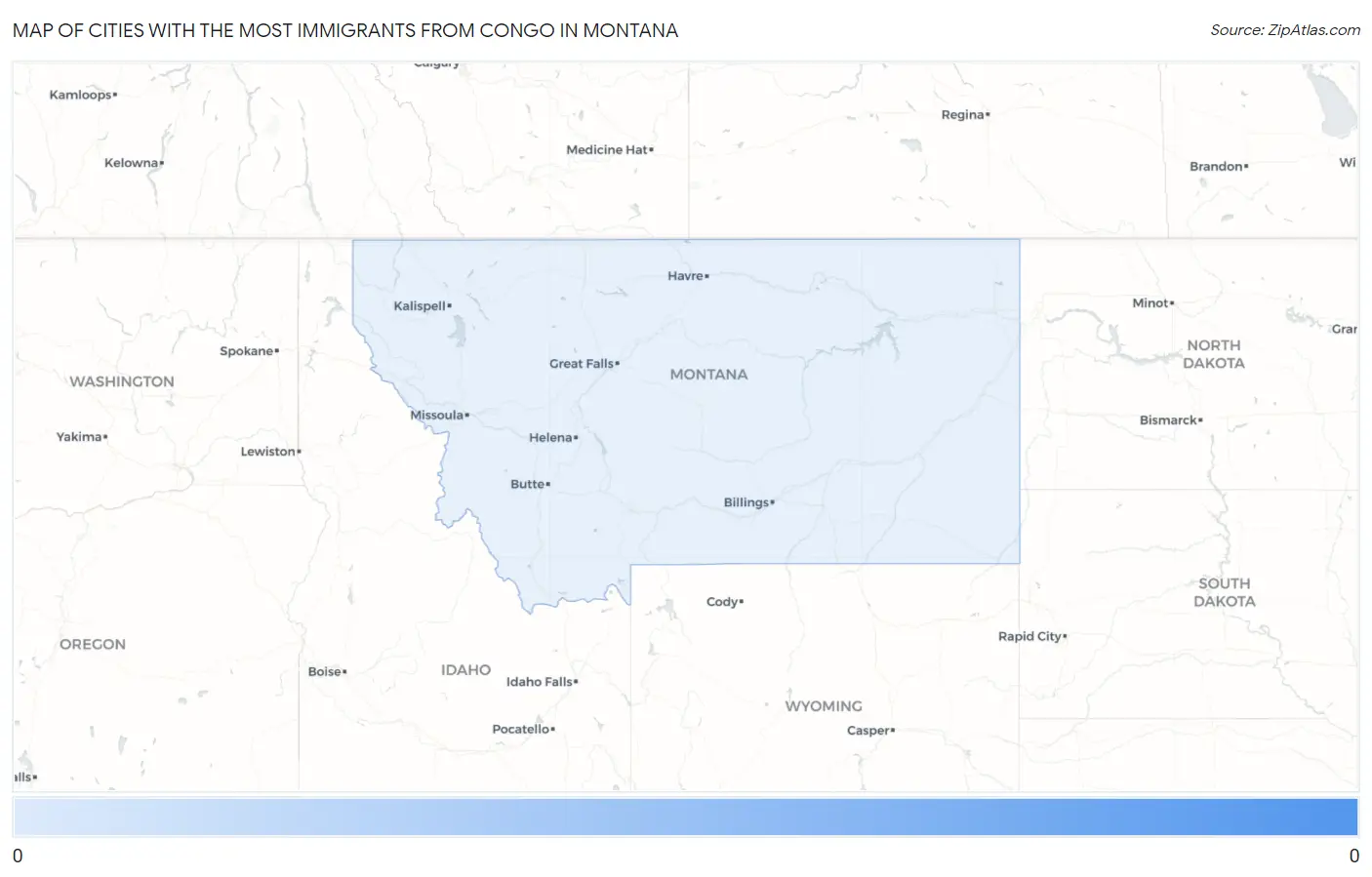 Cities with the Most Immigrants from Congo in Montana Map