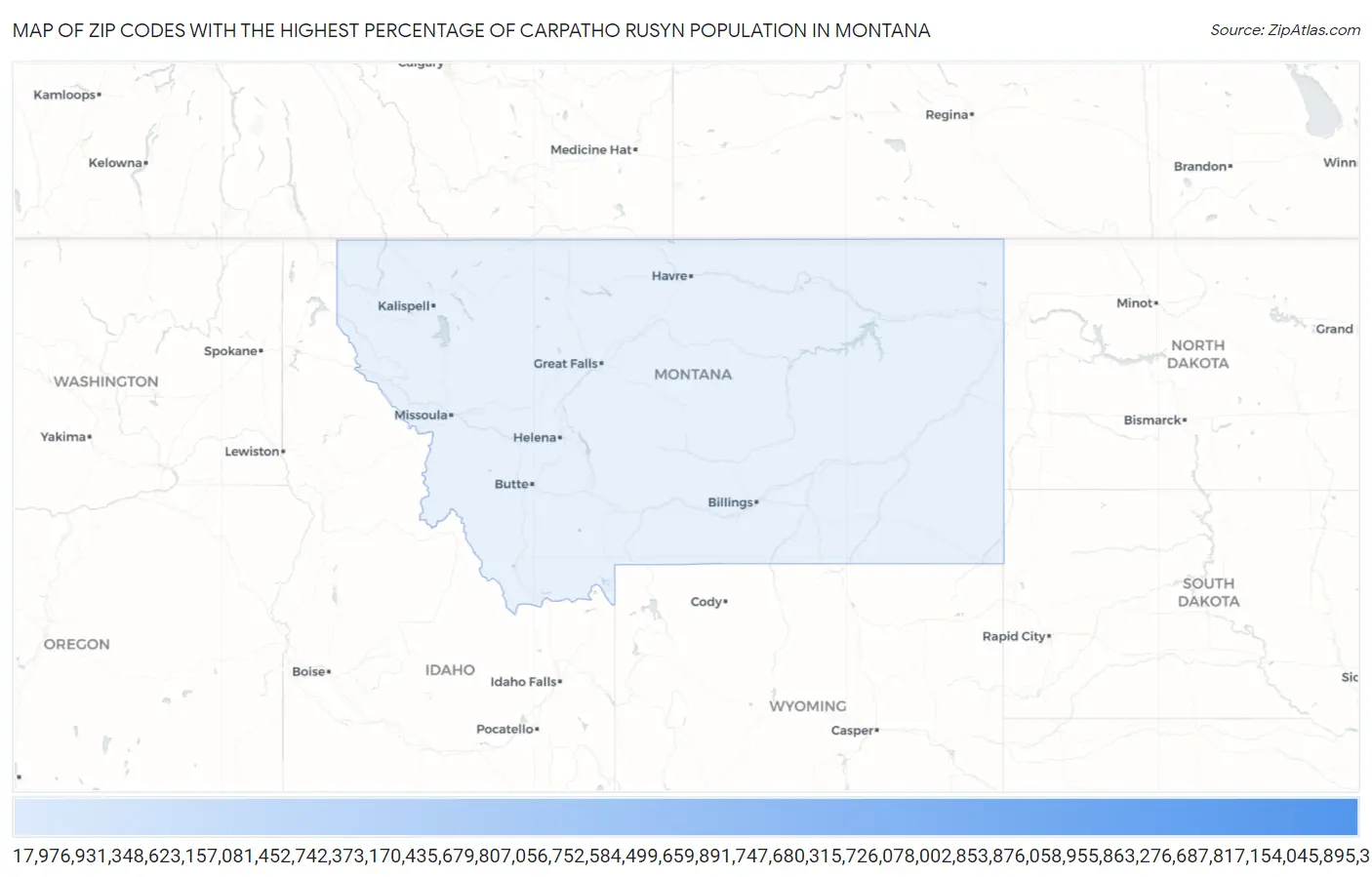 Zip Codes with the Highest Percentage of Carpatho Rusyn Population in Montana Map