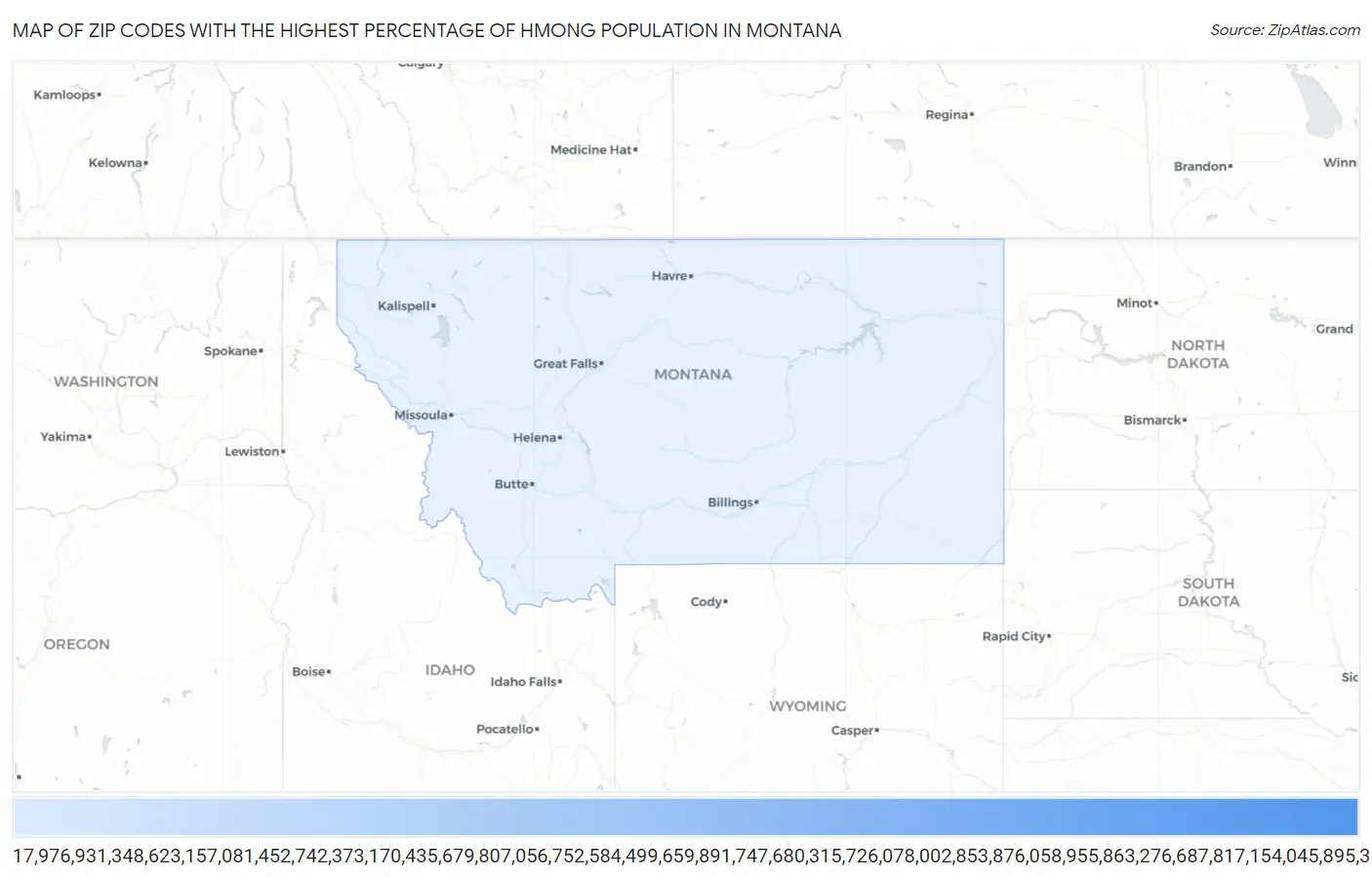 Zip Codes with the Highest Percentage of Hmong Population in Montana Map