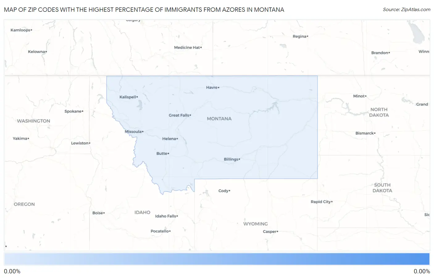 Zip Codes with the Highest Percentage of Immigrants from Azores in Montana Map