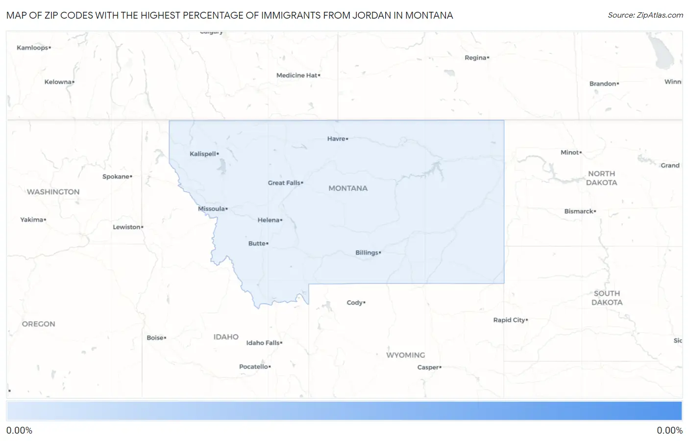 Zip Codes with the Highest Percentage of Immigrants from Jordan in Montana Map