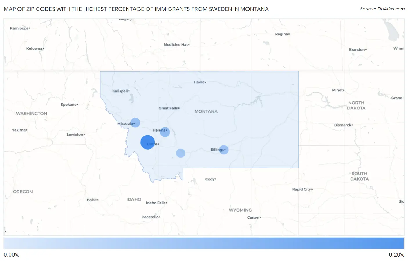 Zip Codes with the Highest Percentage of Immigrants from Sweden in Montana Map