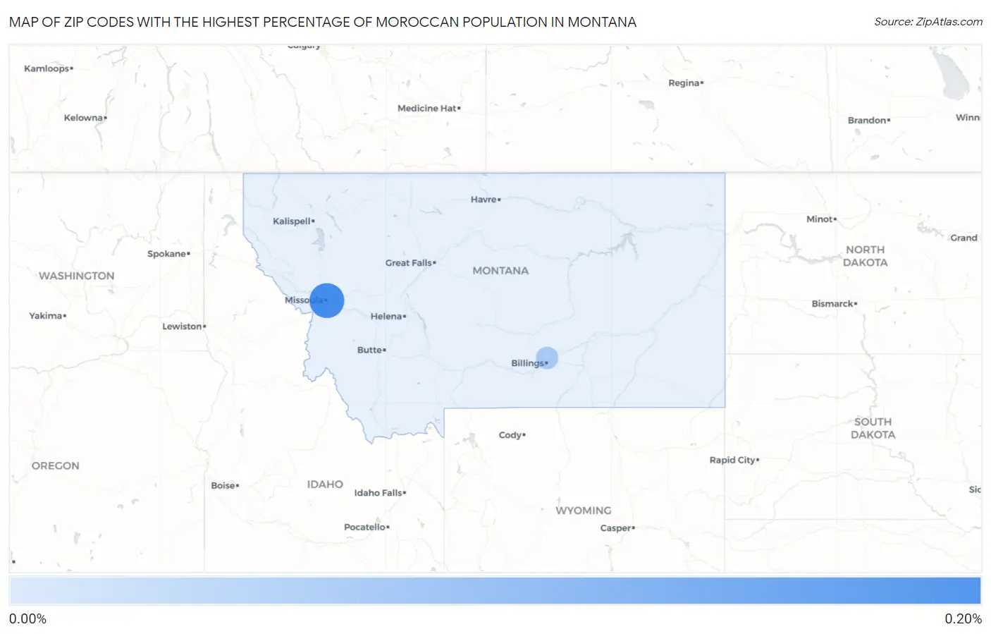Zip Codes with the Highest Percentage of Moroccan Population in Montana Map