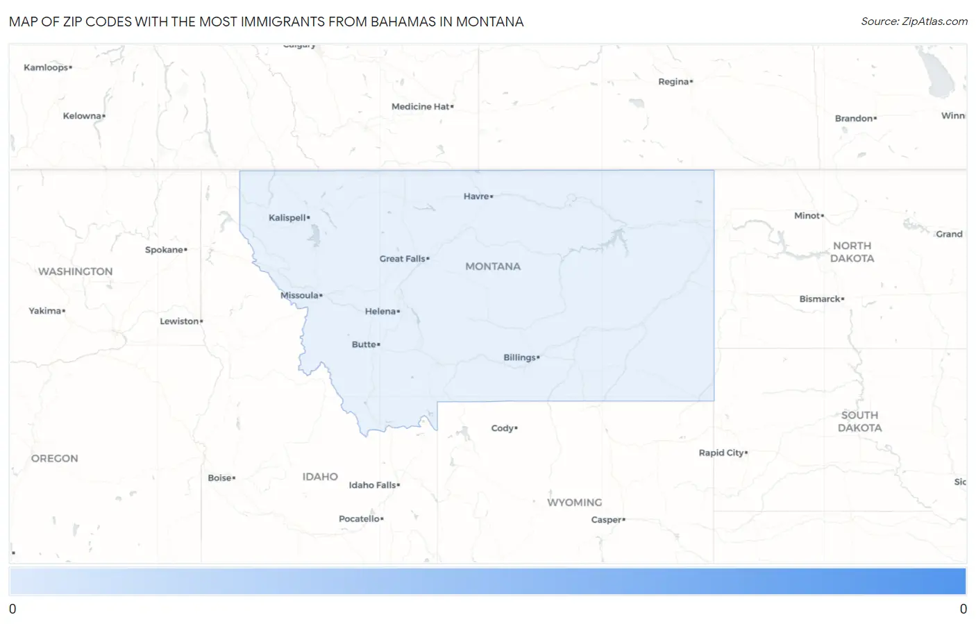 Zip Codes with the Most Immigrants from Bahamas in Montana Map