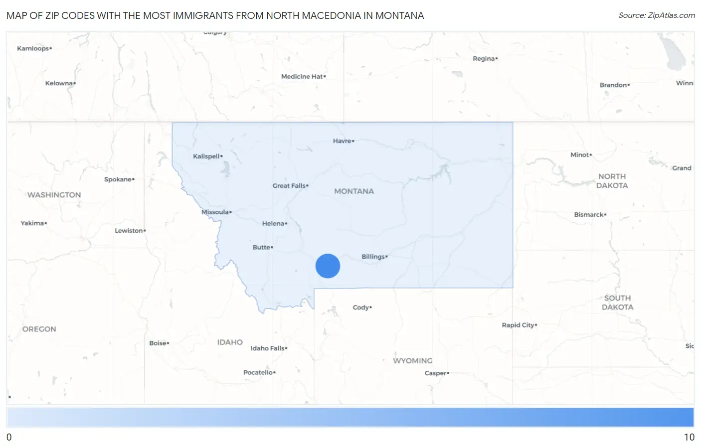 Zip Codes with the Most Immigrants from North Macedonia in Montana Map