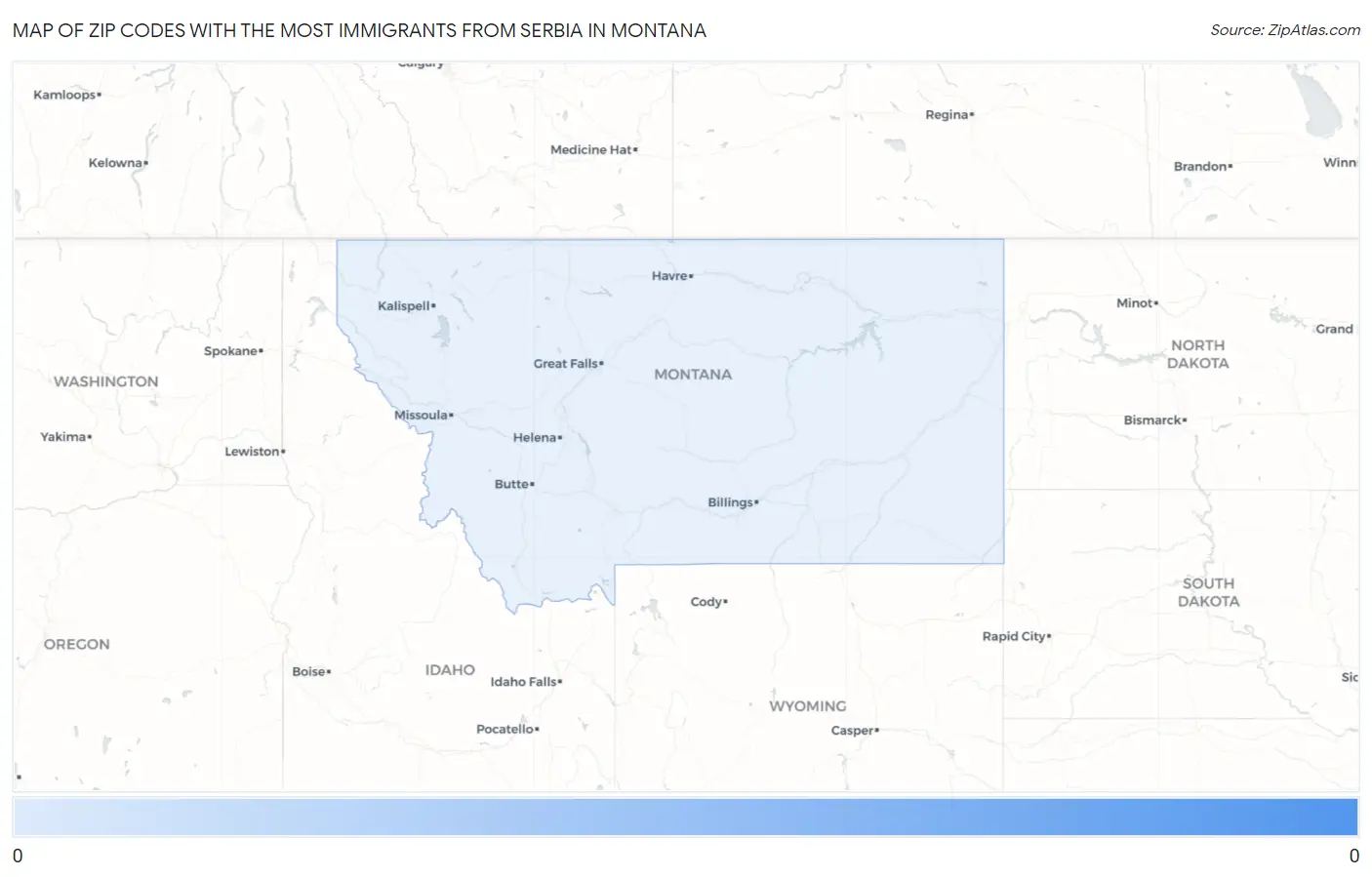 Zip Codes with the Most Immigrants from Serbia in Montana Map