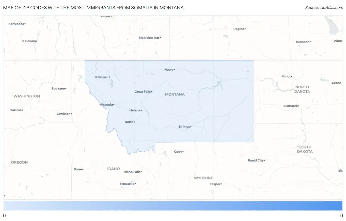 Zip Codes with the Most Immigrants from Somalia in Montana Map