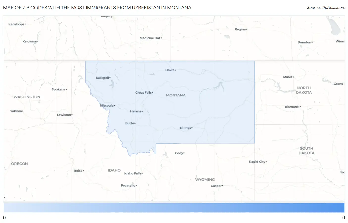 Zip Codes with the Most Immigrants from Uzbekistan in Montana Map
