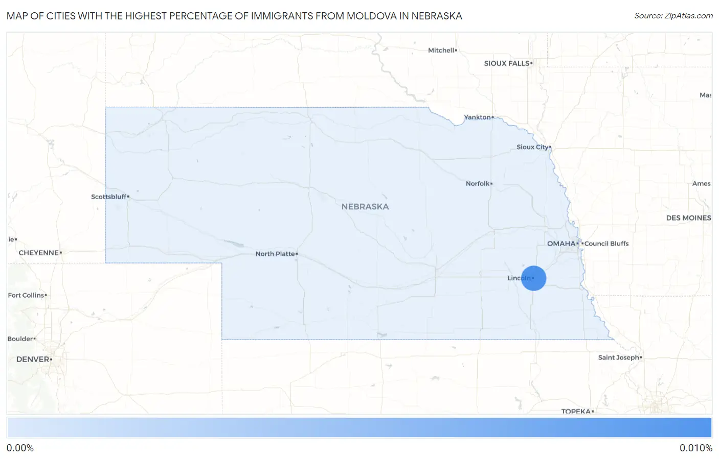 Cities with the Highest Percentage of Immigrants from Moldova in Nebraska Map