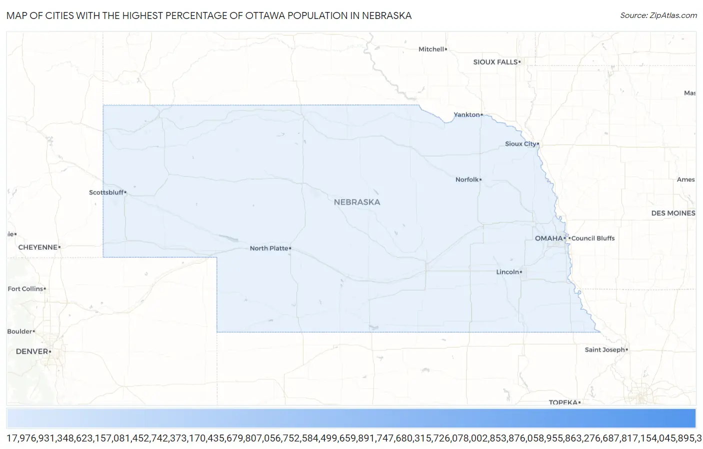 Cities with the Highest Percentage of Ottawa Population in Nebraska Map