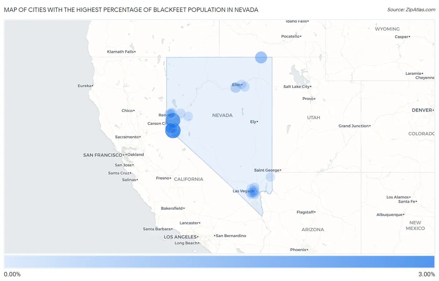 Cities with the Highest Percentage of Blackfeet Population in Nevada Map