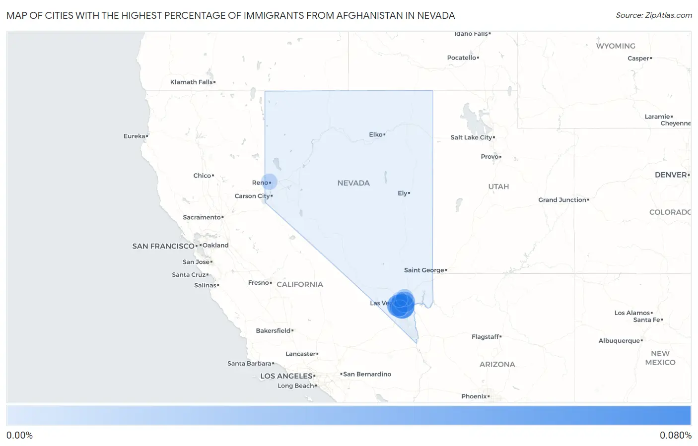 Cities with the Highest Percentage of Immigrants from Afghanistan in Nevada Map