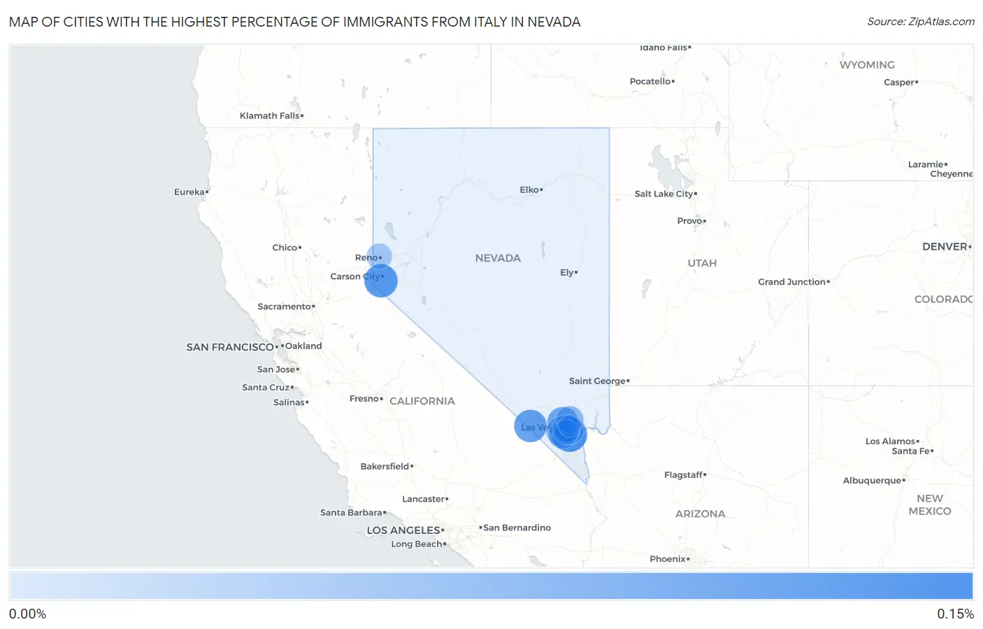 Cities with the Highest Percentage of Immigrants from Italy in Nevada Map