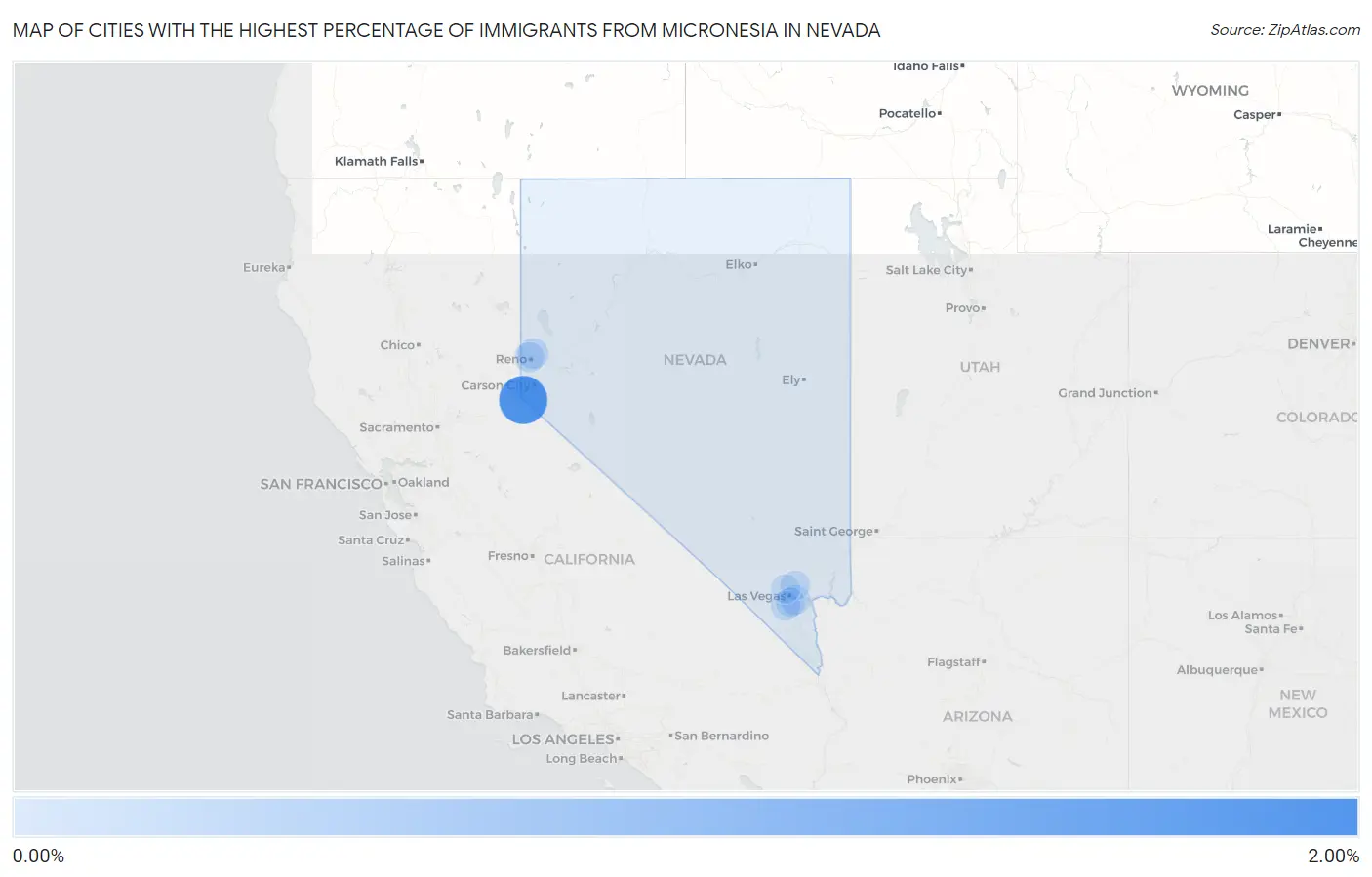 Cities with the Highest Percentage of Immigrants from Micronesia in Nevada Map