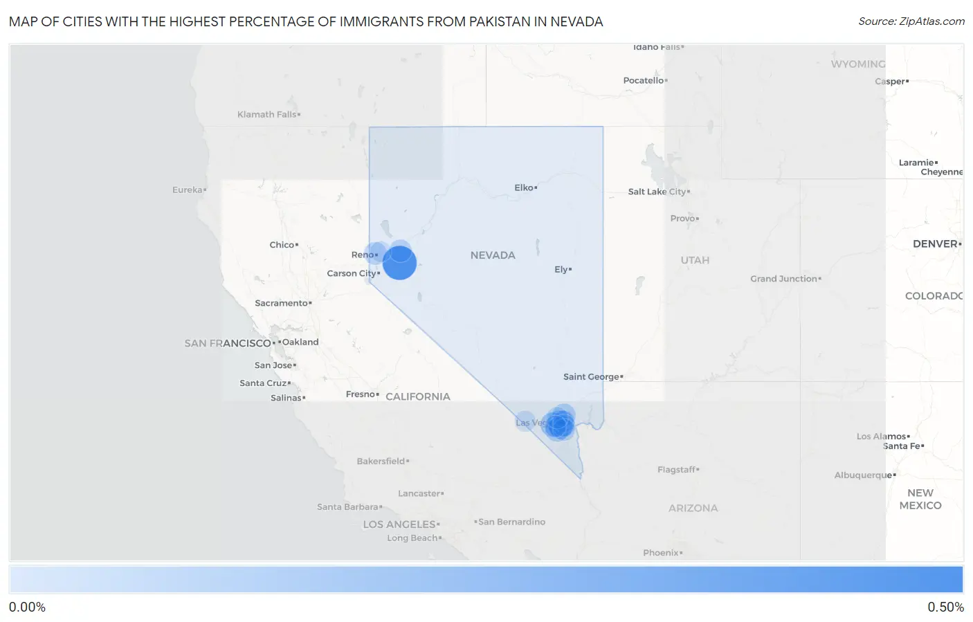 Cities with the Highest Percentage of Immigrants from Pakistan in Nevada Map