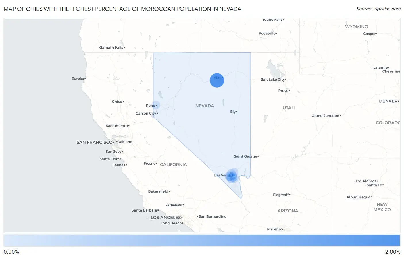 Cities with the Highest Percentage of Moroccan Population in Nevada Map