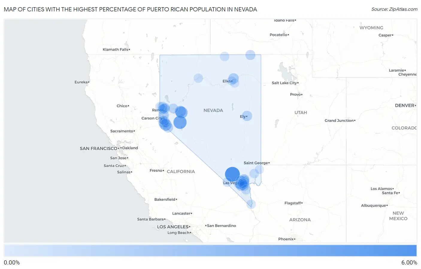 Cities with the Highest Percentage of Puerto Rican Population in Nevada Map