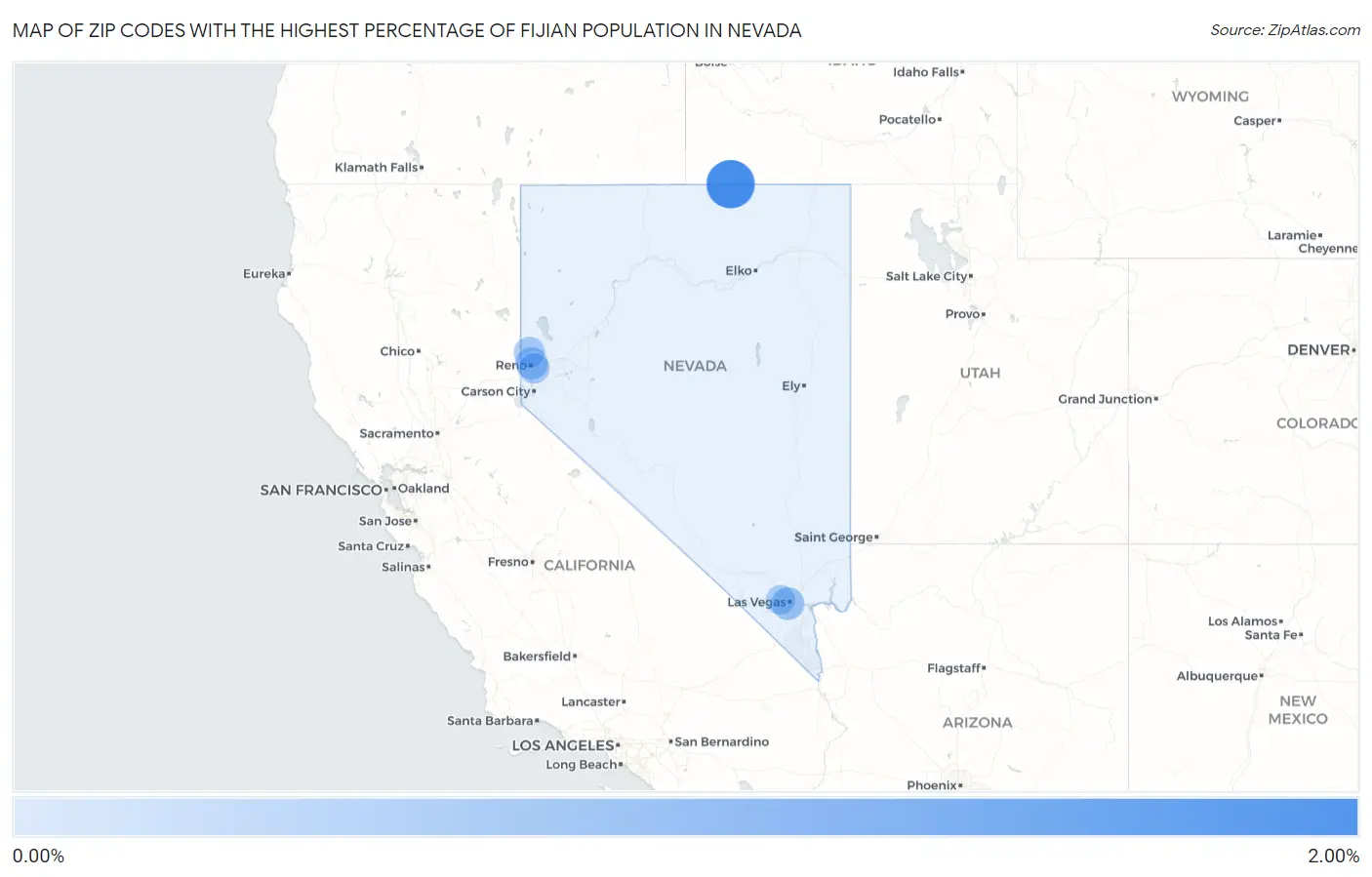 Zip Codes with the Highest Percentage of Fijian Population in Nevada Map