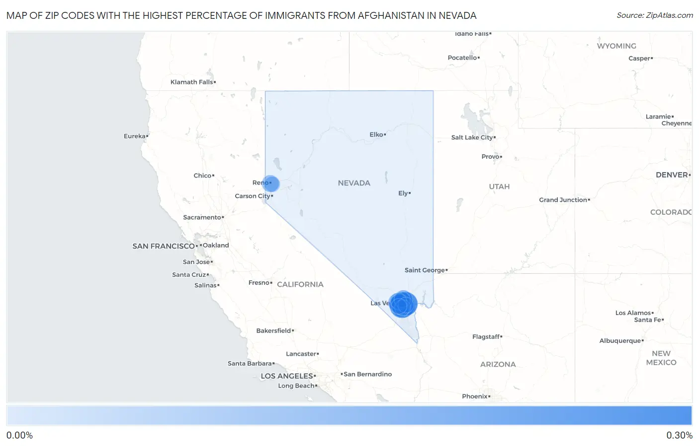 Zip Codes with the Highest Percentage of Immigrants from Afghanistan in Nevada Map