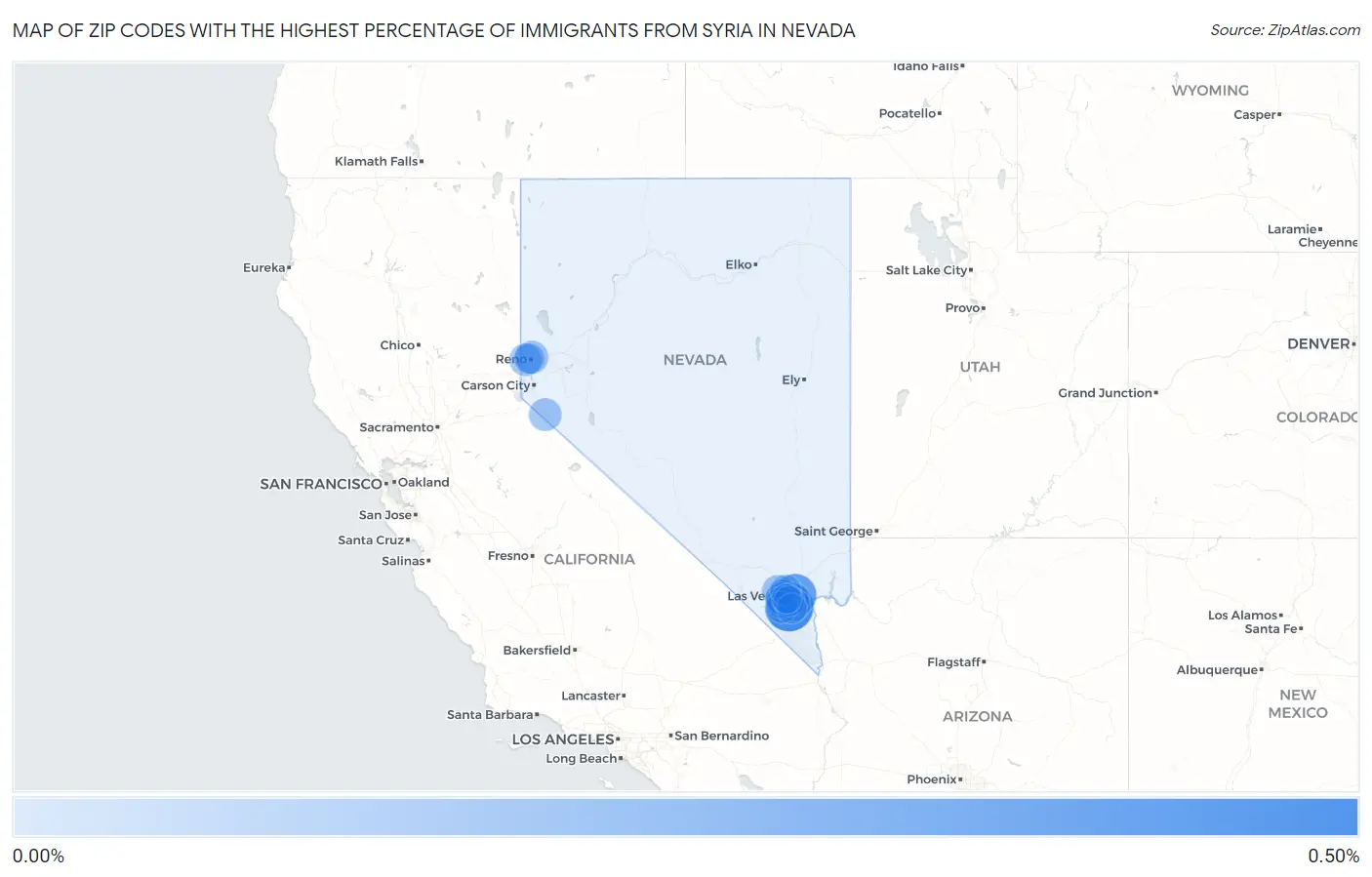 Zip Codes with the Highest Percentage of Immigrants from Syria in Nevada Map