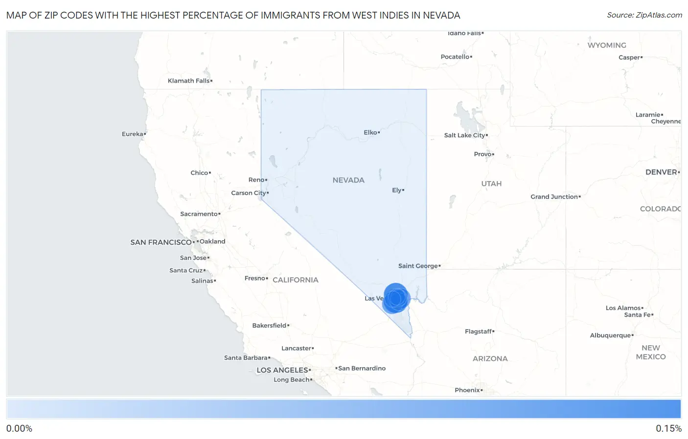Zip Codes with the Highest Percentage of Immigrants from West Indies in Nevada Map